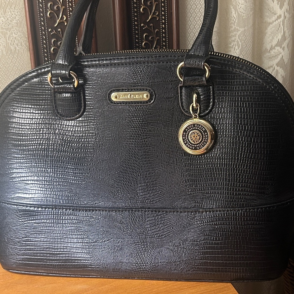 Anne Klein Black Textured Satchel